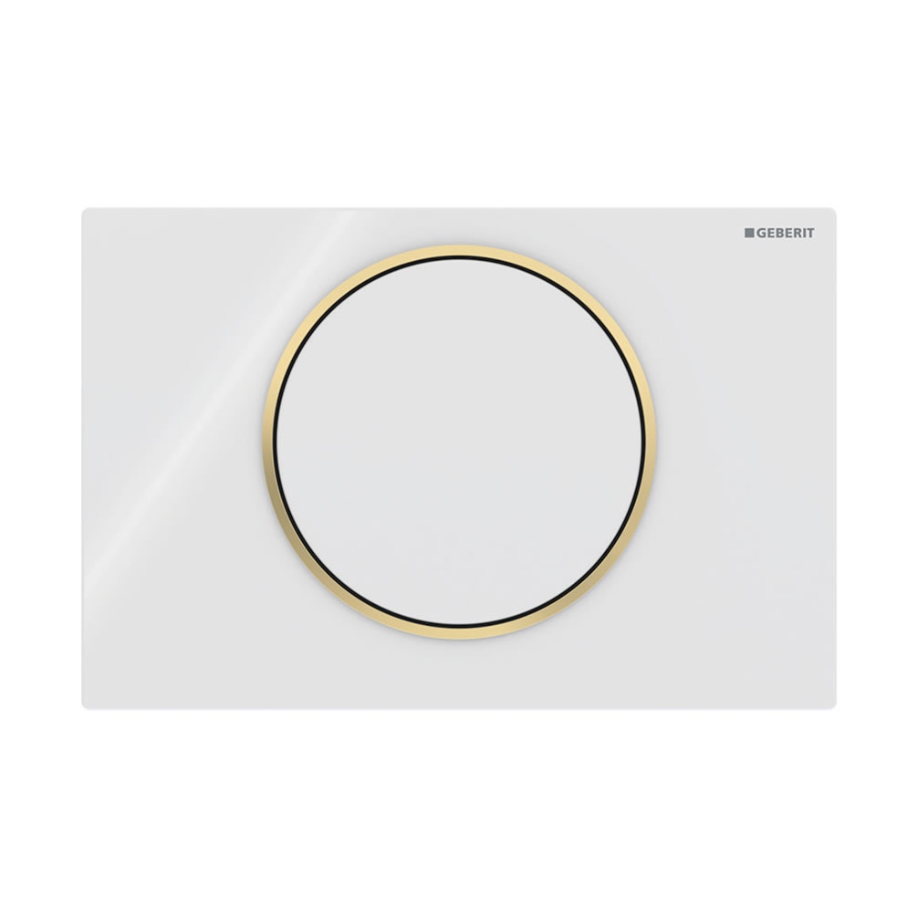Cutout image of Geberit Sigma10 Round White / Gold Single Flush Plate